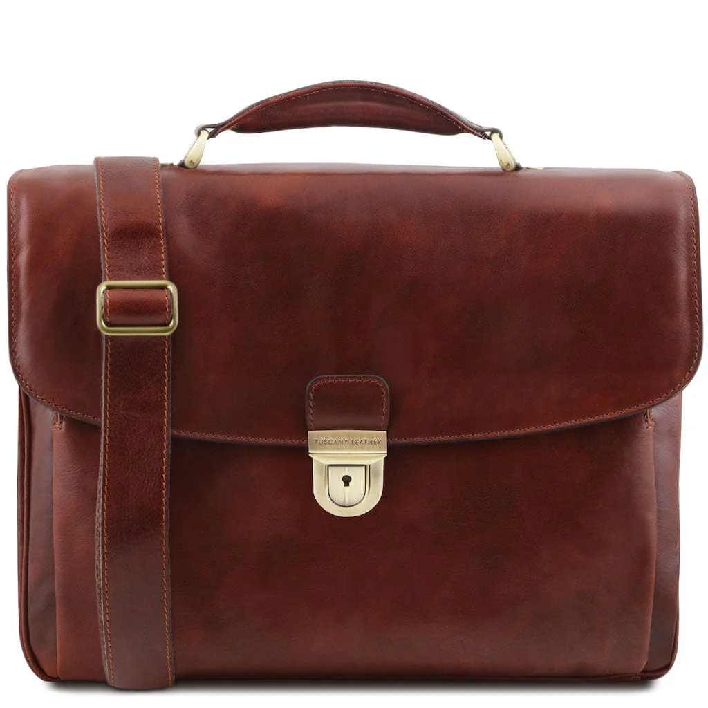 Alessandria - Matte leather multi compartment laptop briefcase | TL142067 - Image 14