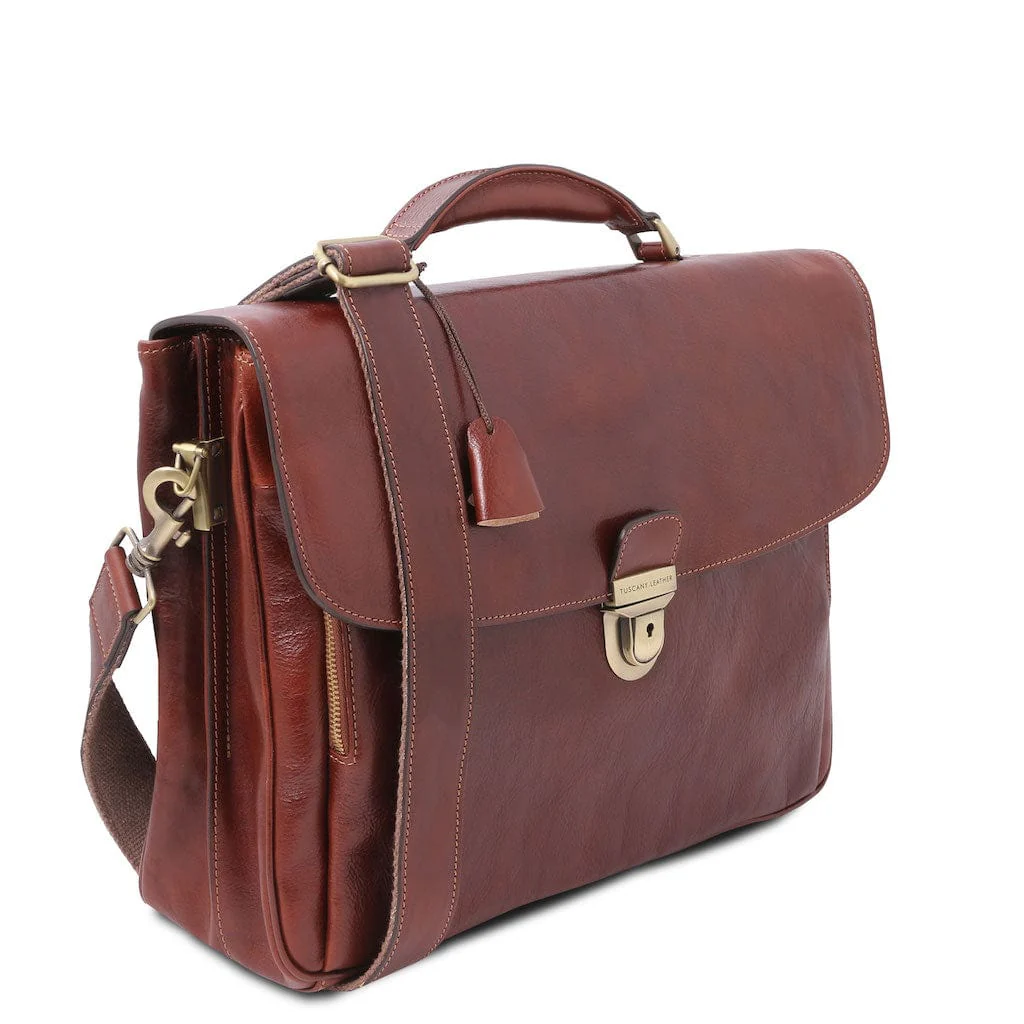 Alessandria - Matte leather multi compartment laptop briefcase | TL142067 - Image 16