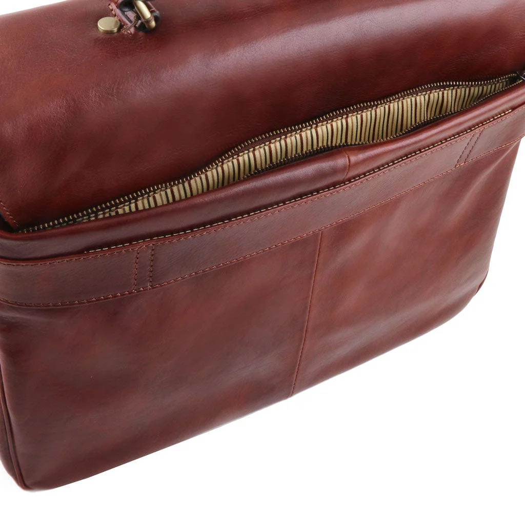 Alessandria - Matte leather multi compartment laptop briefcase | TL142067 - Image 19
