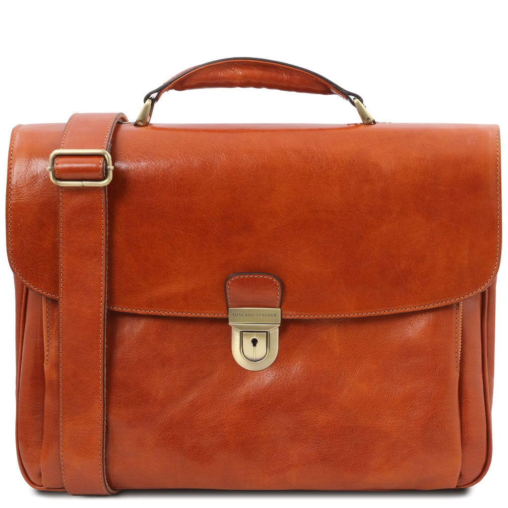 Alessandria - Matte leather multi compartment laptop briefcase | TL142067 - Image 33