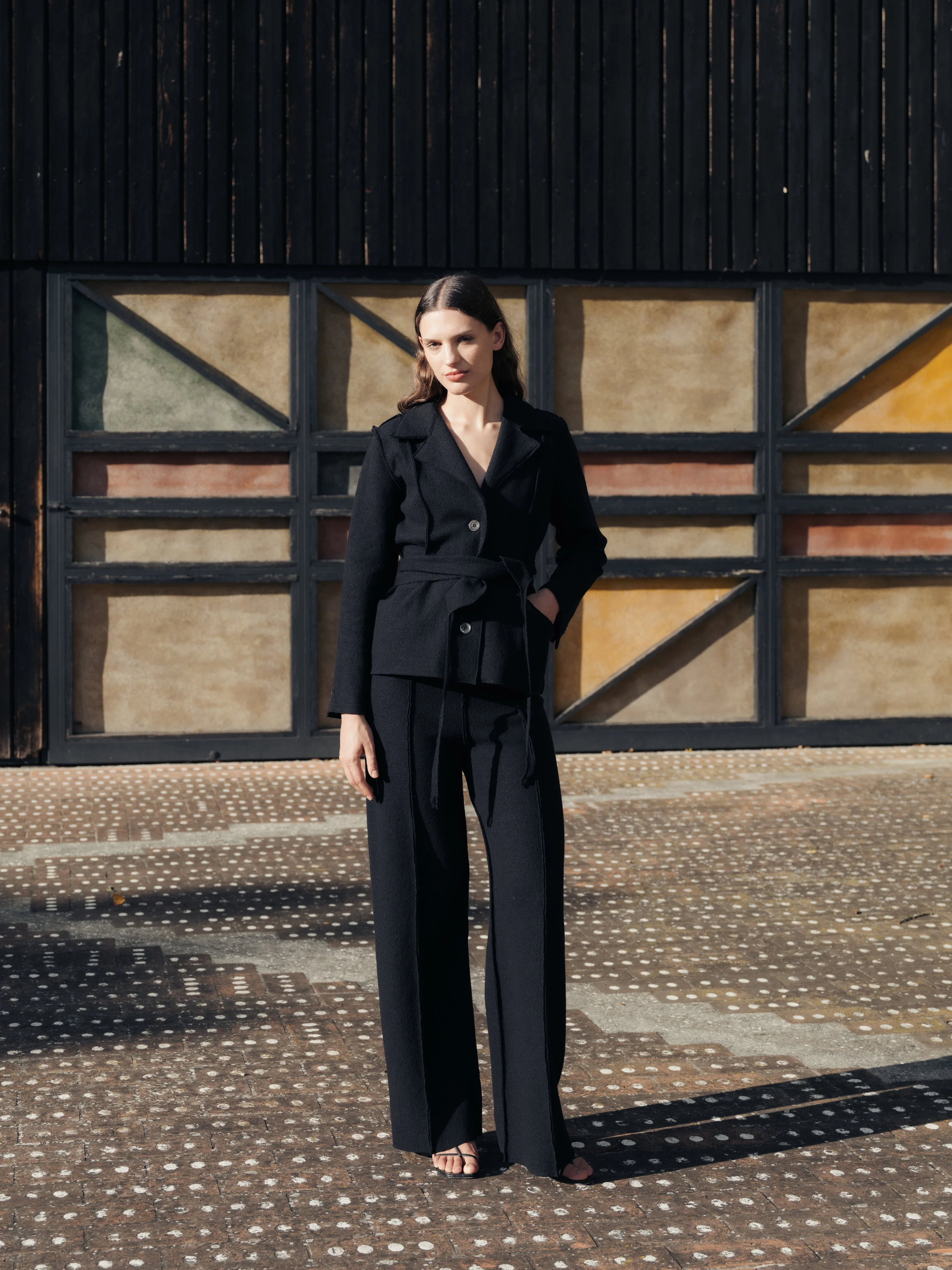 Boiled Wool Bootcut Trousers - Image 4