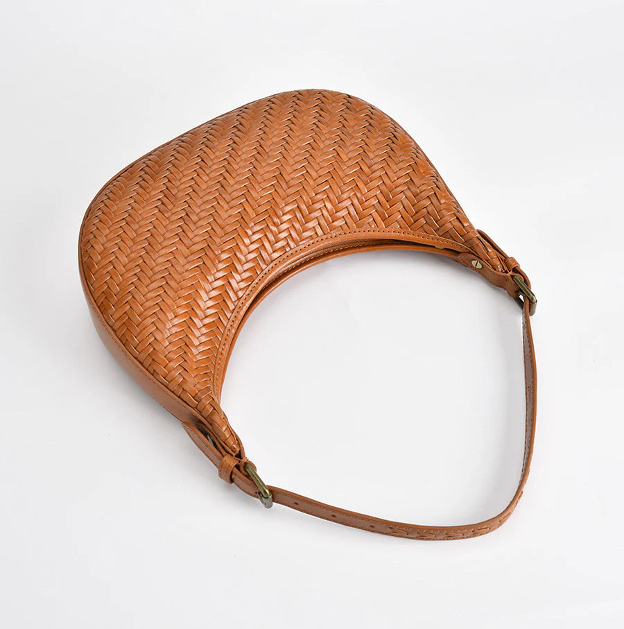 Carmel - Hand Woven Leather Crescent Bag | Brown - Image 2