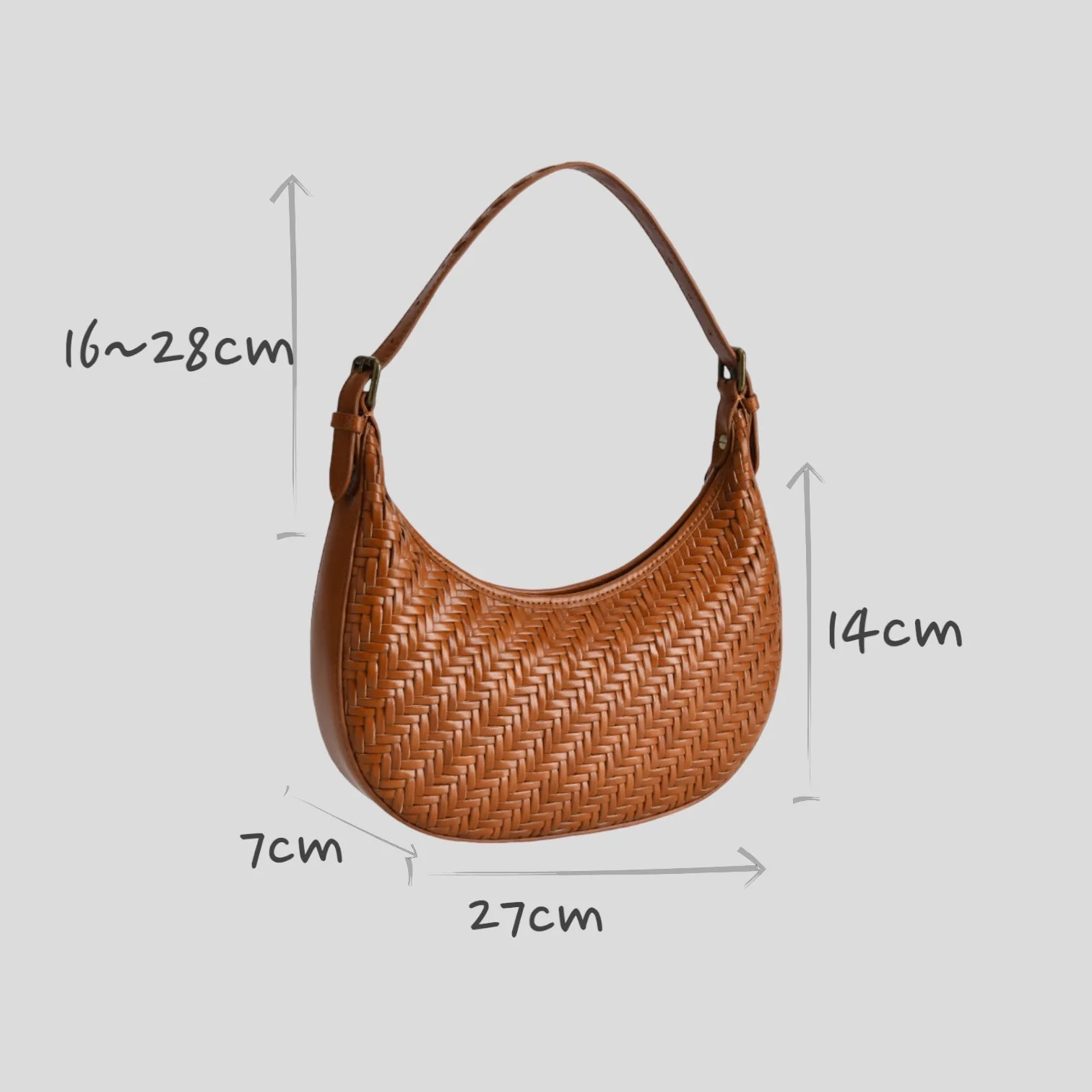 Carmel - Hand Woven Leather Crescent Bag | Brown - Image 9