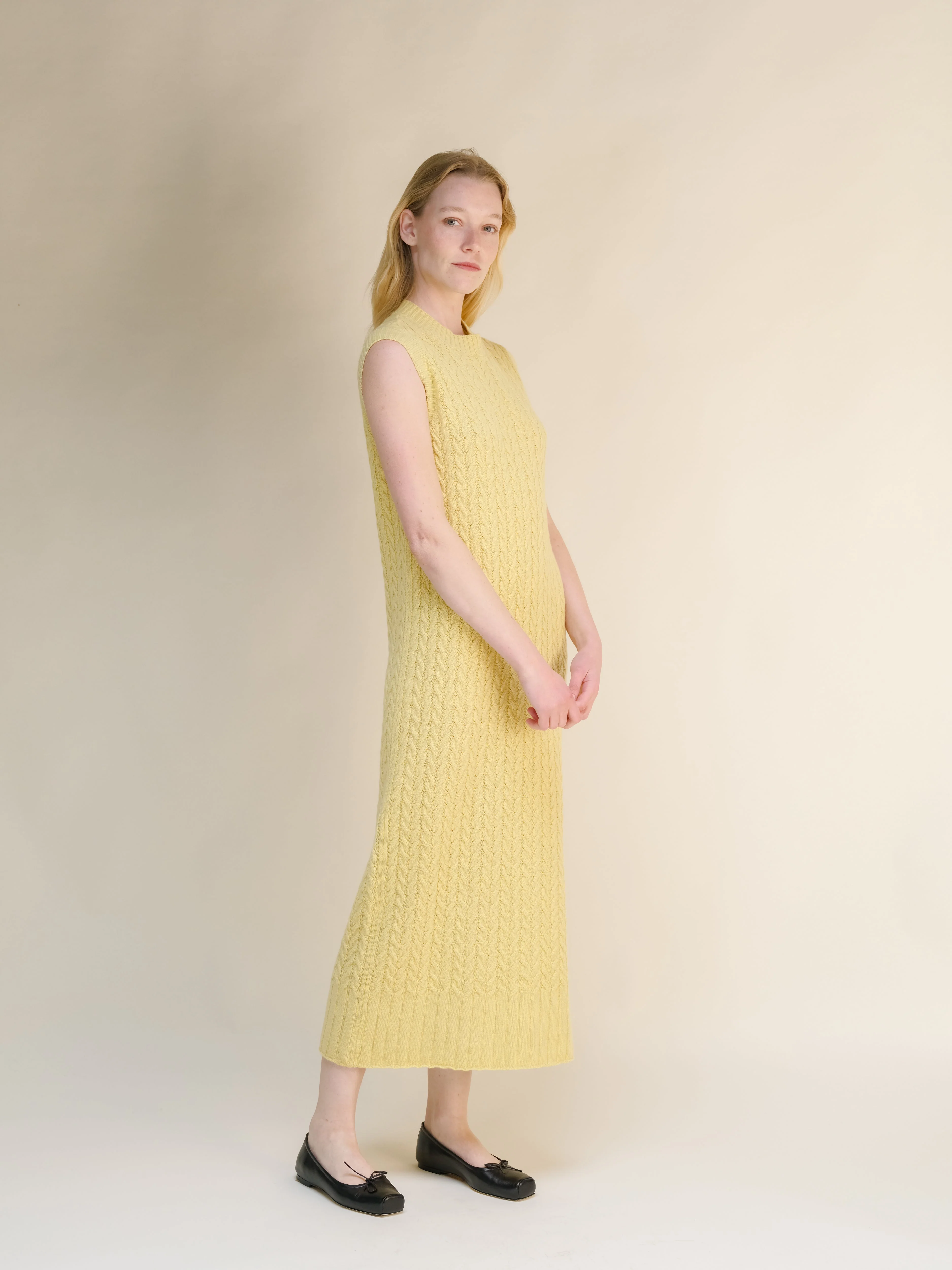 Wool & Cashmere Mix Sleeveless Cable Knit Dress - Image 5
