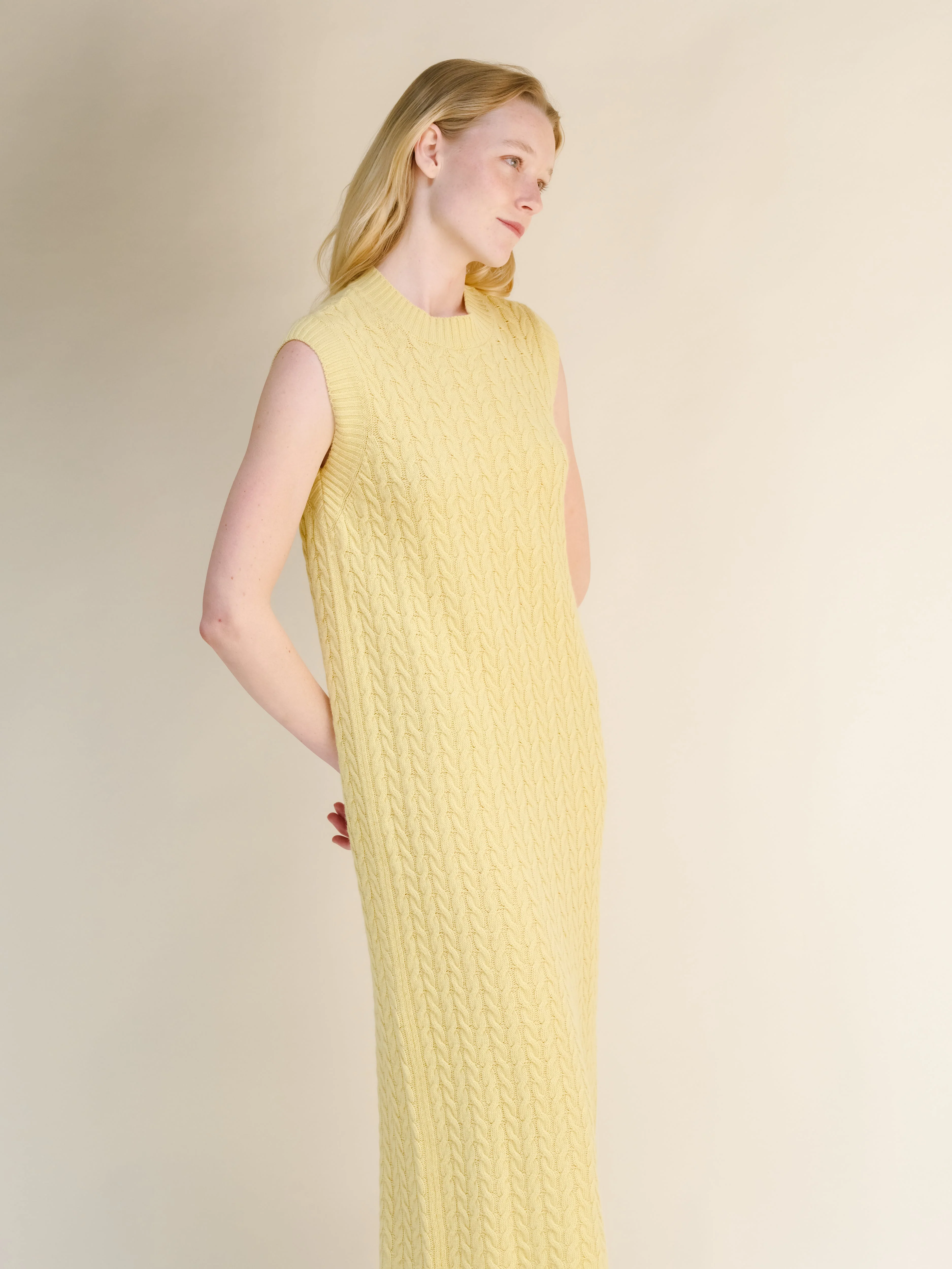 Wool & Cashmere Mix Sleeveless Cable Knit Dress - Image 6
