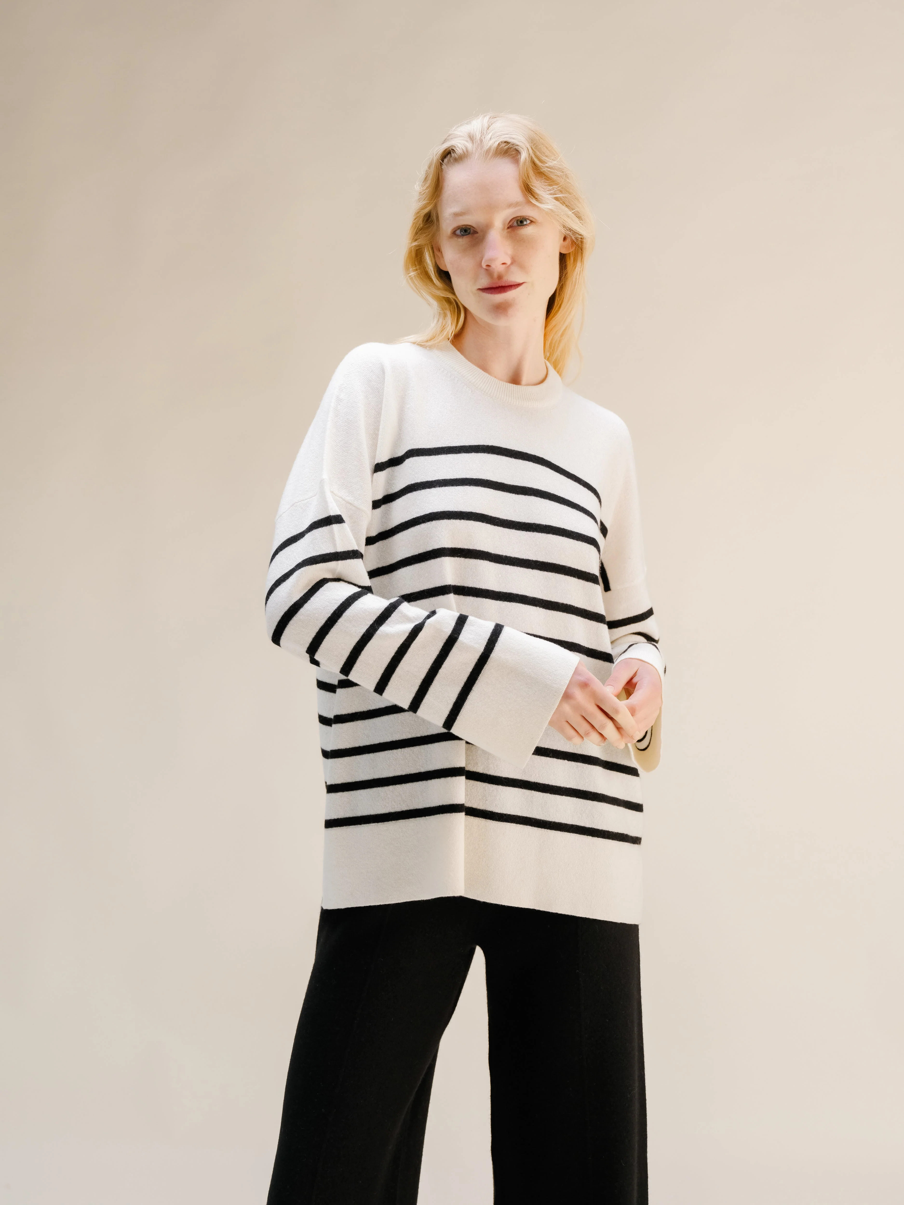 Cashmere Mix Striped Crewneck Sweater - Image 6