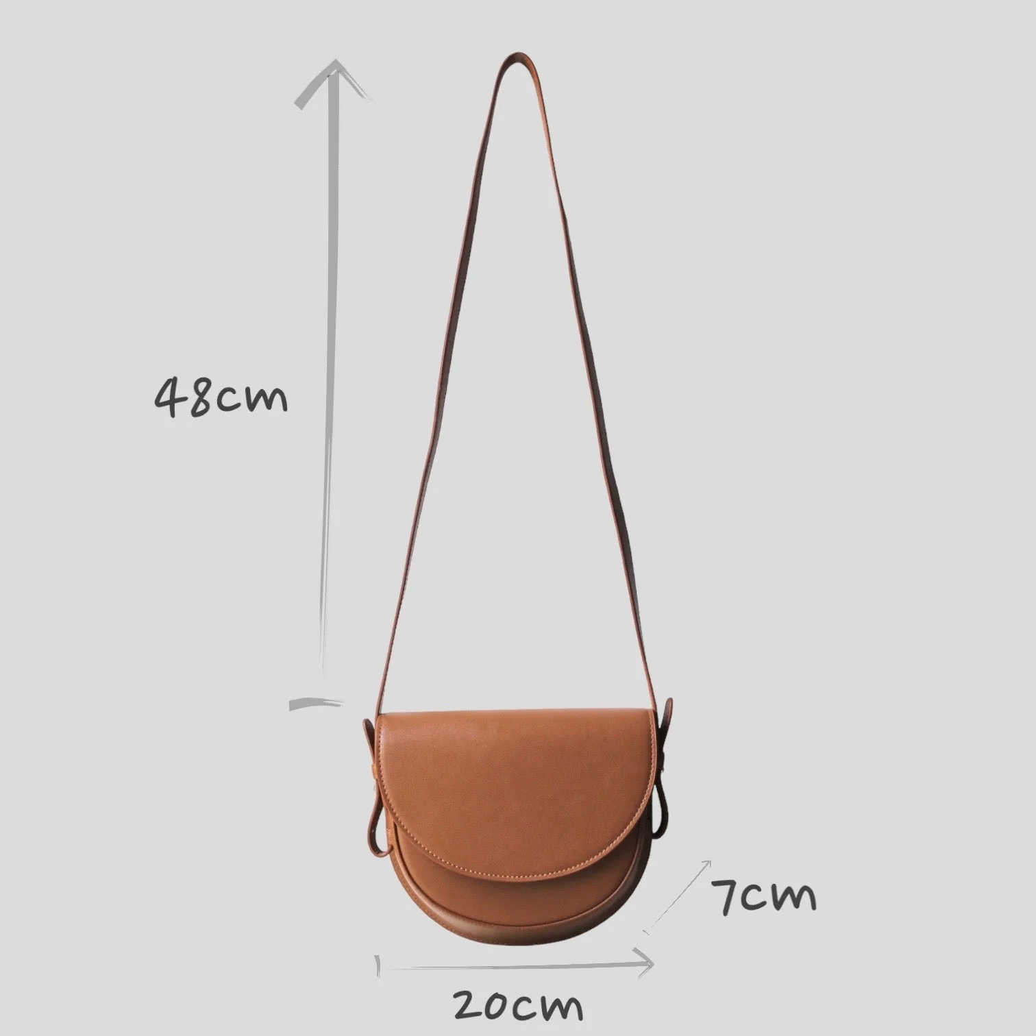 Coco - Apple Leather Saddle Bag - Brown - Image 9