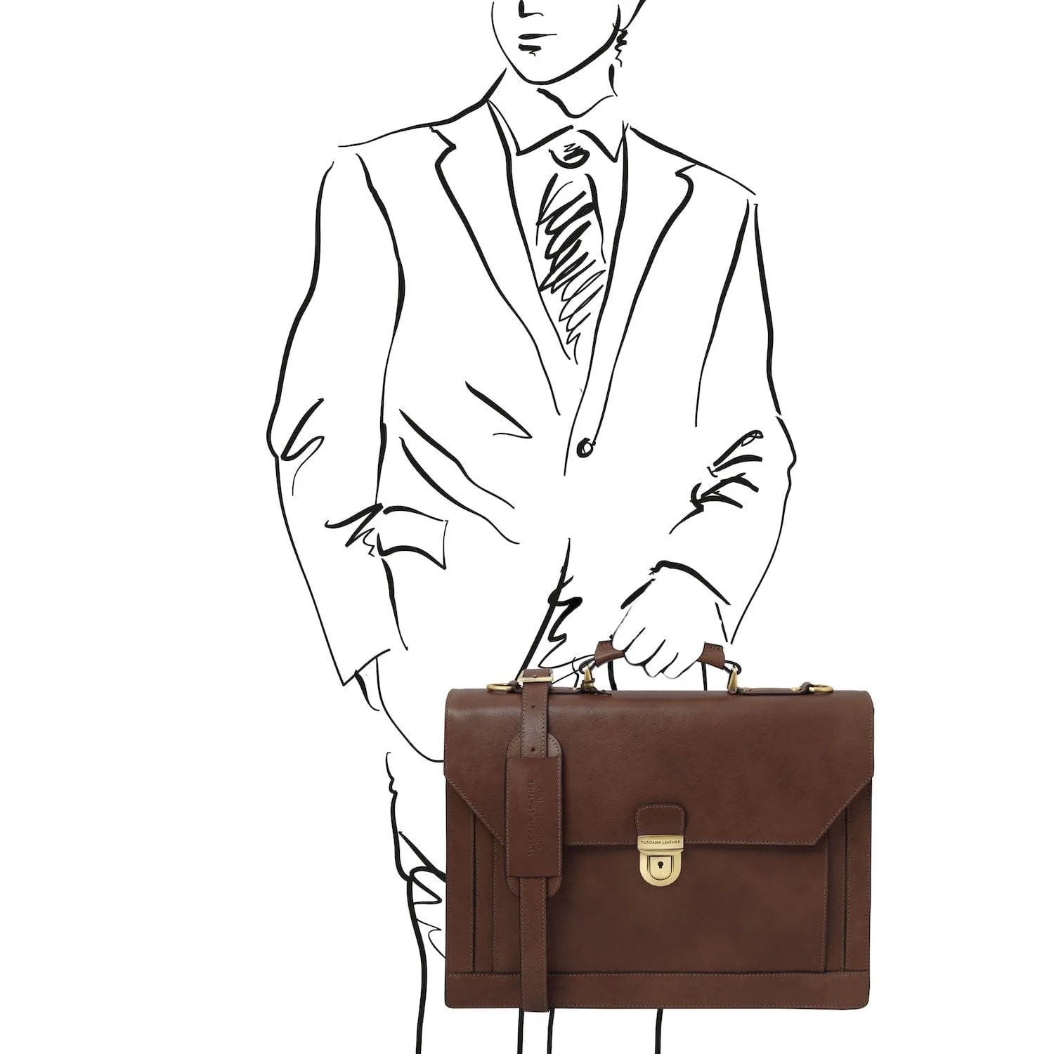 Cremona - 3 compartment matte leather briefcase | TL142448 - Image 21