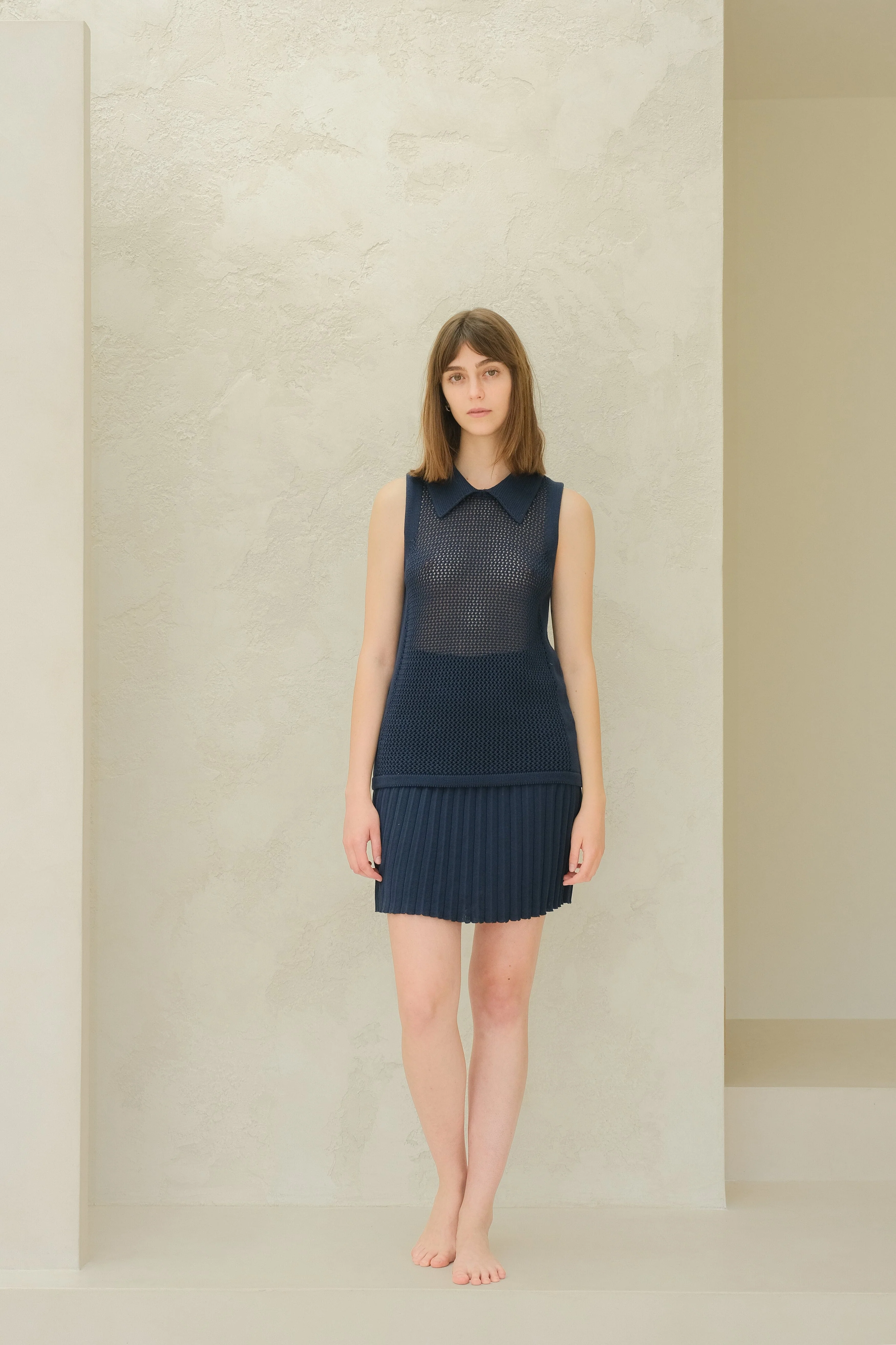 Fine Cotton Plissé Mini Skirt (3D-Knit) - Image 4