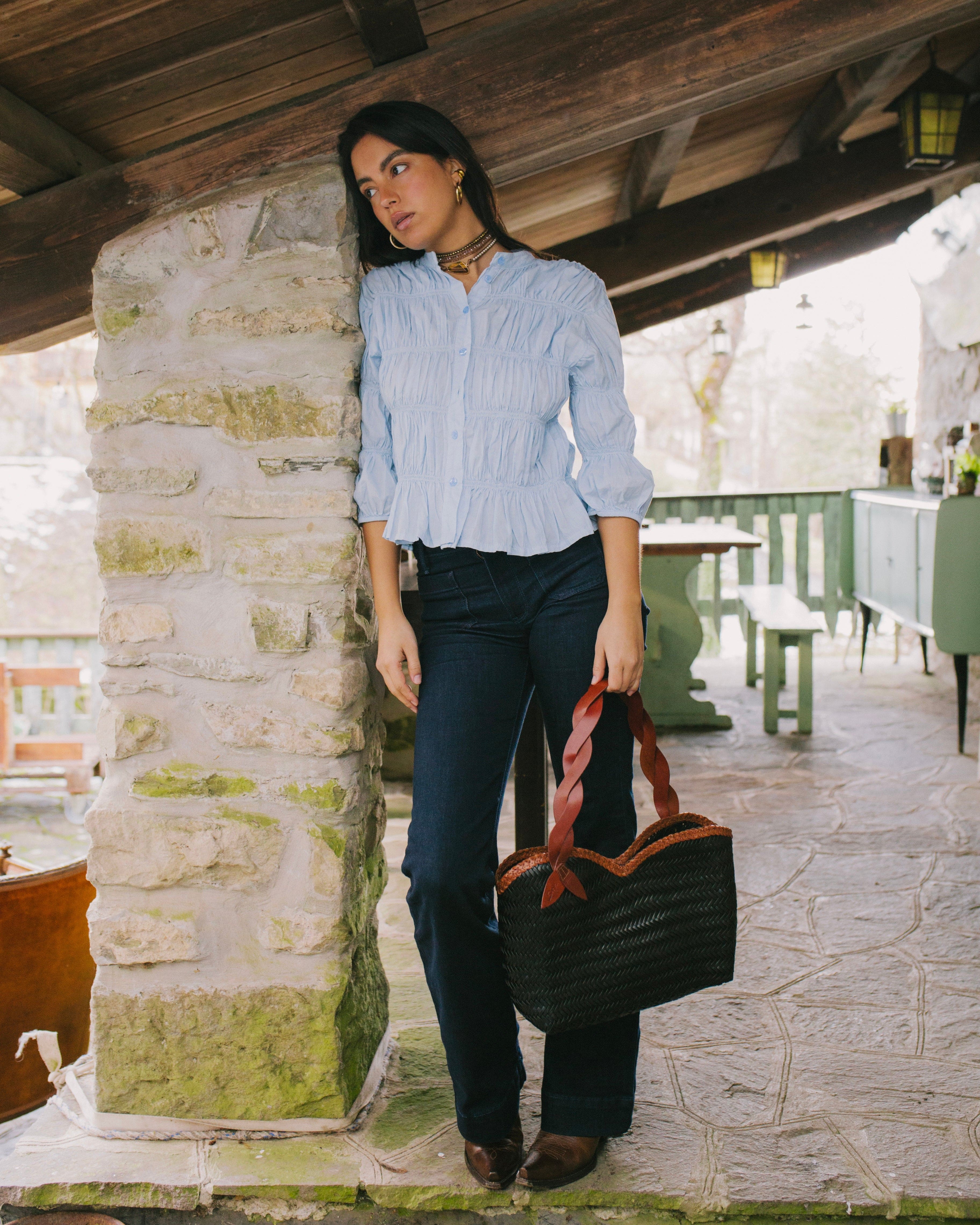 Léafa - Handwoven Leather Shoulder Bag | Brown & Black - Image 5