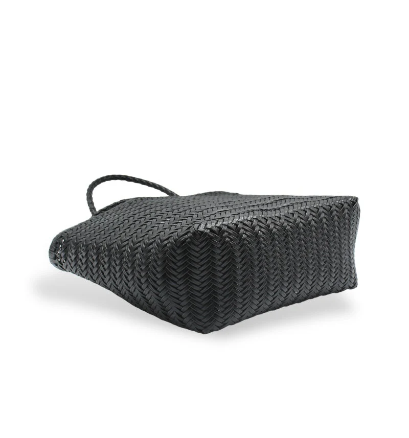 Lou - Genuine Leather Tote Bag Black Colour - Image 3