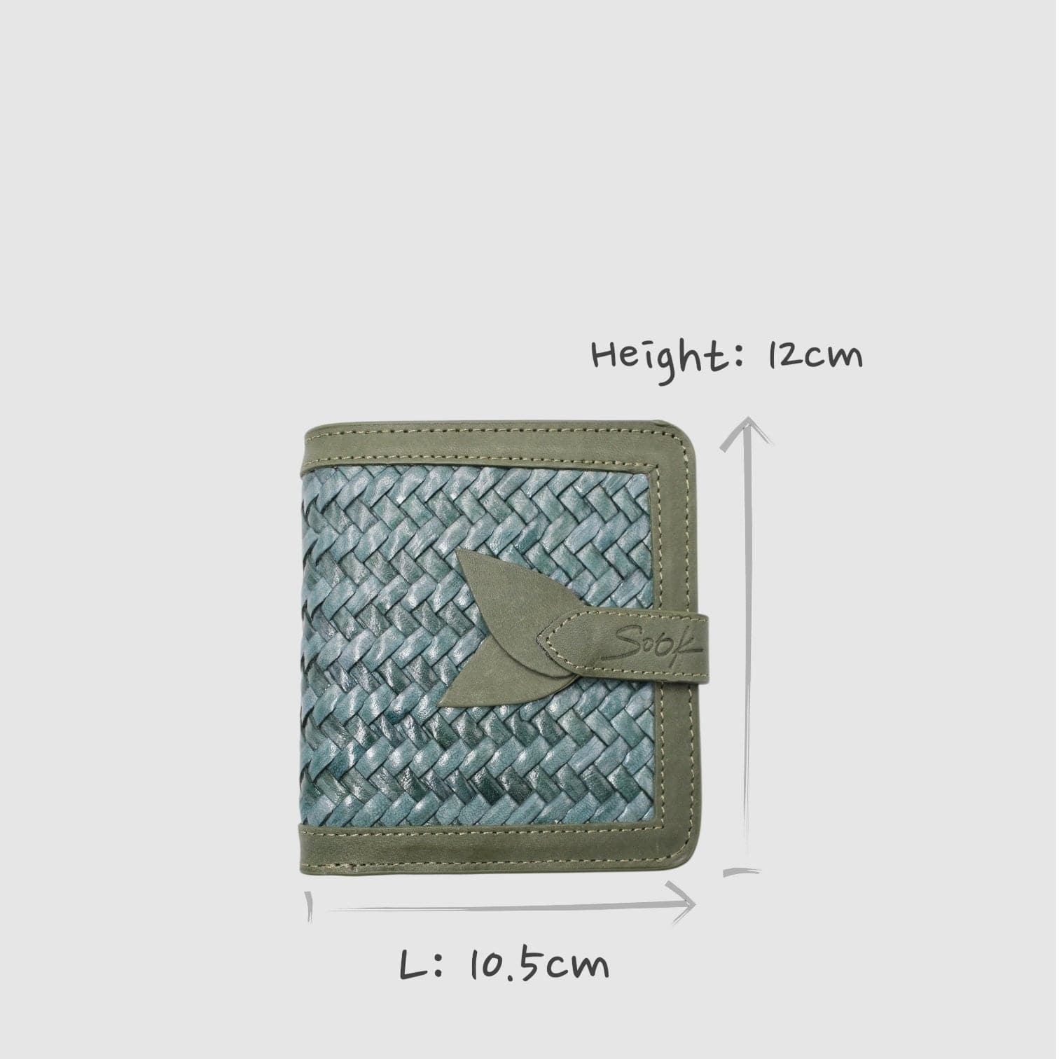 Lumi - Handwoven Leather Wallet | Avocado & Teal - Image 6
