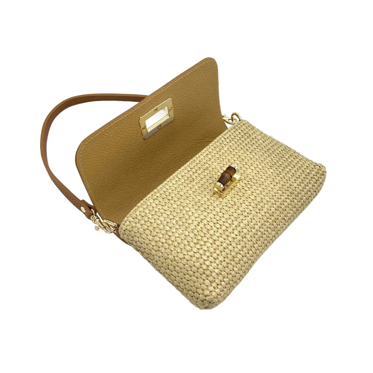 Orbetello - Raffia & Leather Shoulder Bag - Image 3