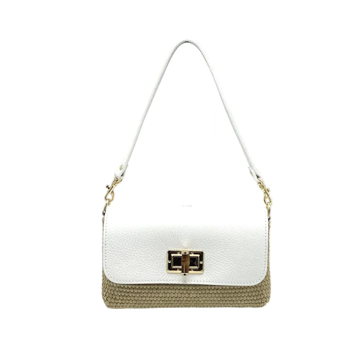 Orbetello - Raffia & Leather Shoulder Bag - Image 6