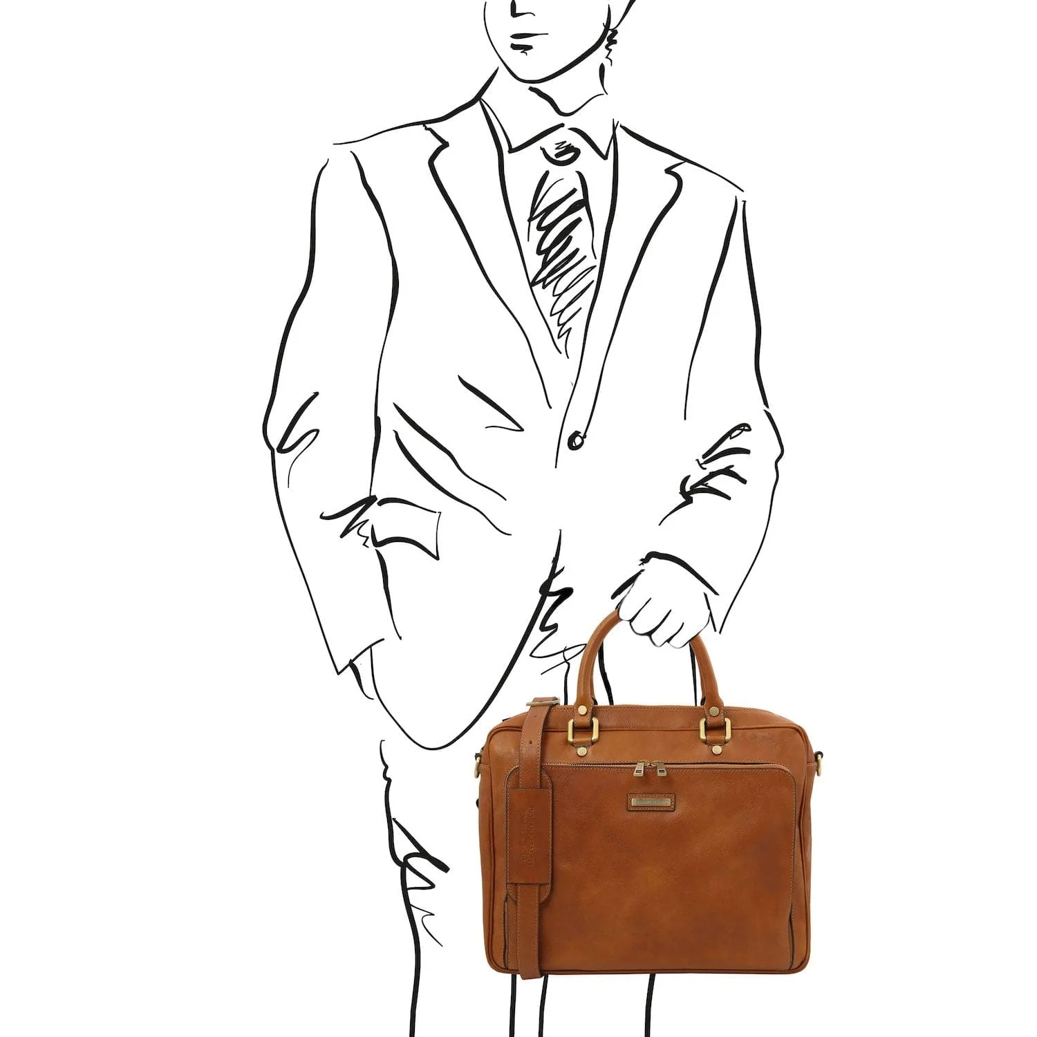 Pisa - Matte leather laptop briefcase with front pocket | TL142427 - Image 9