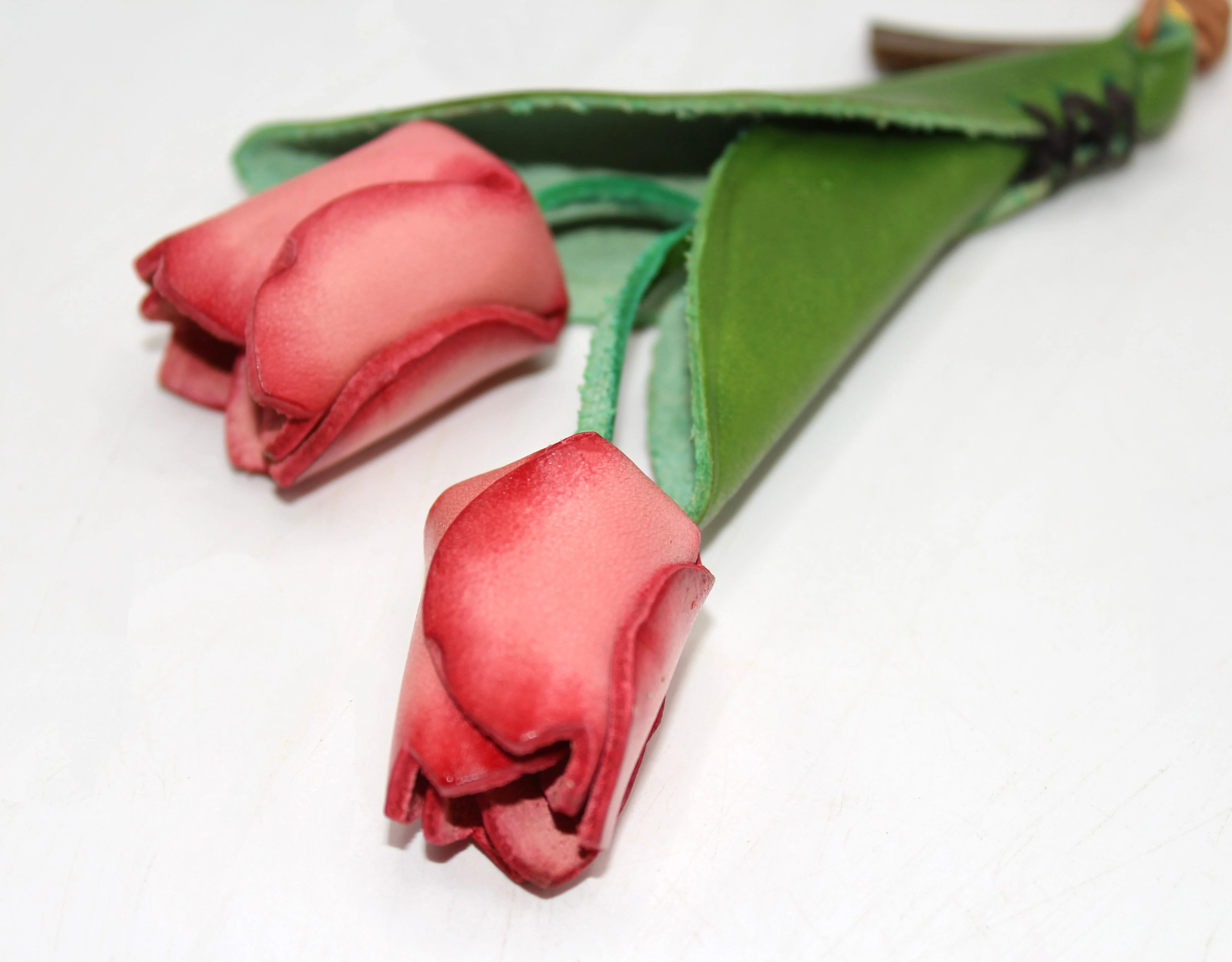 Tulip Bag Charm - Handmade Full-Grain Leather - Image 2