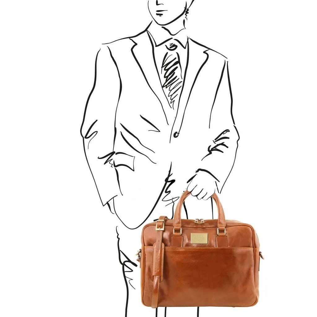 Urbino - Leather laptop briefcase - 2 compartments with front pocket | TL141894 - Image 15